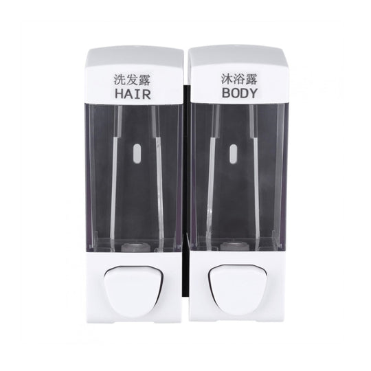 Double Head Wall Mounted Manual Press Soap Dispenser Shampoo Bottle Hand Wash Body Wash Dispenser, Color: White