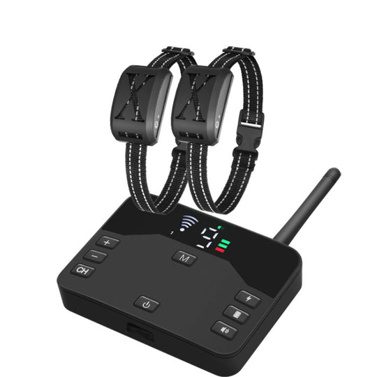 2-In-1 Electric Dog Fence & Remote Training Collar Adjustable Vibration & Shock For 2 Dogs(Black)