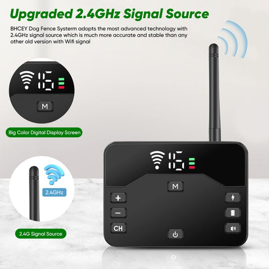 2-In-1 Electric Dog Fence & Remote Training Collar Adjustable Vibration & Shock For 3 Dogs(Black) by buy2fix