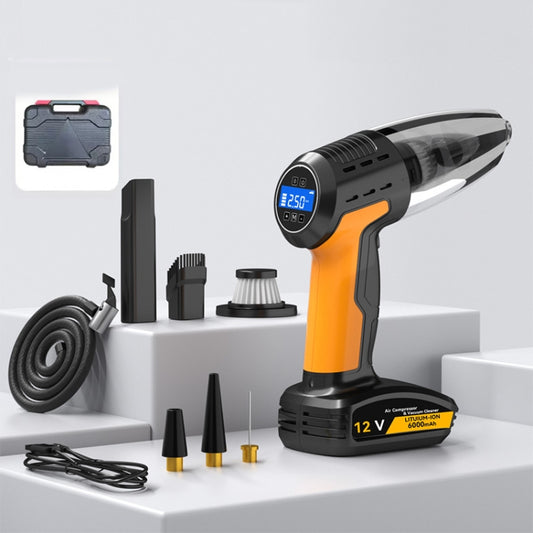 SUITU ST-6637 Wireless+Toolbox 5 In 1 60W Double Motor Car Vacuum Cleaner With Blowing Air Pump Pressure Measuring Lighting Function by SUITU