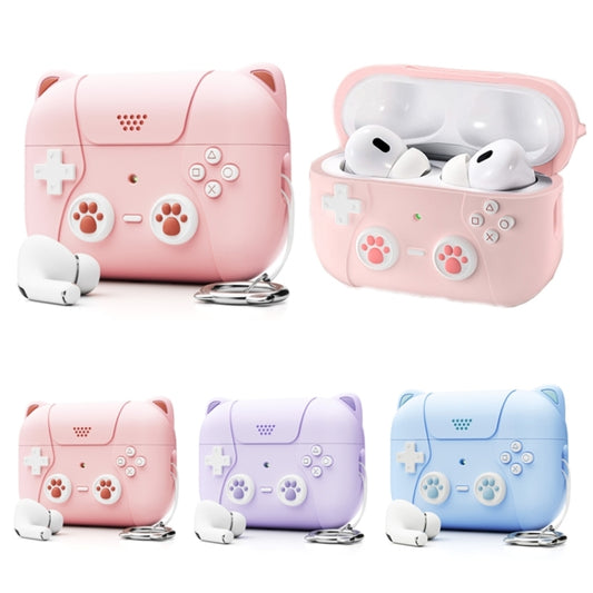 For AirPods Pro 2 Earphone Silicone Protective Case Cat Claw Cover(Shallow Purple) by buy2fix