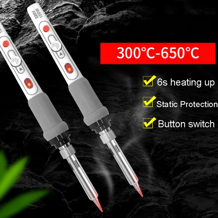 2pcs Set 1 100W  220V High-power Electric Soldering Iron Adjustable Temperature Soldering Tool US Plug - Electric Soldering Iron by buy2fix | Online Shopping UK | buy2fix