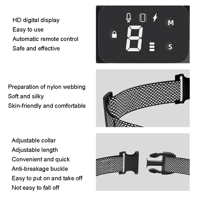 Intelligent Automatic Electric Strike Collar Touch Digital Display Rechargeable Waterproof Dog Trainer Stop Barker - Training Aids by buy2fix | Online Shopping UK | buy2fix