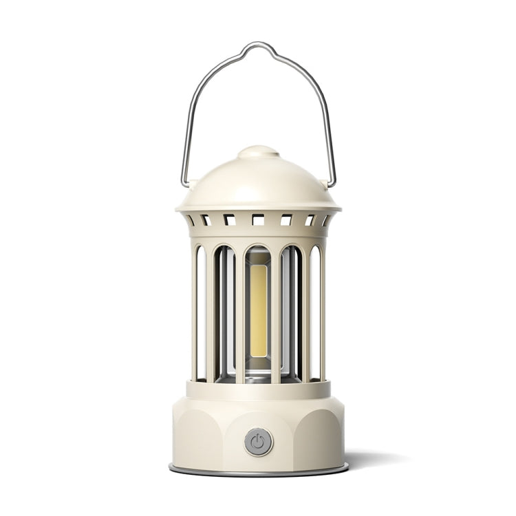 Rechargeable COB Portable Outdoor Camping Lamp Atmosphere Tent Lamp Retro Lamp, Size: Small Beige by buy2fix