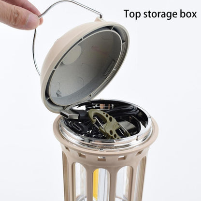 Rechargeable COB Portable Outdoor Camping Lamp Atmosphere Tent Lamp Retro Lamp, Size: Small Beige by buy2fix