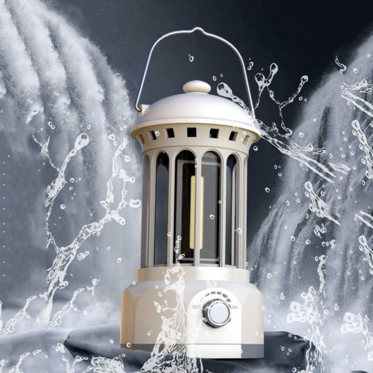 Rechargeable COB Portable Outdoor Camping Lamp Atmosphere Tent Lamp Retro Lamp, Size: Small Beige by buy2fix