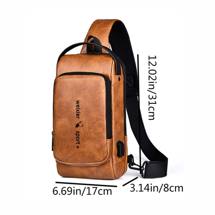 WEIXIER X318 Single Shoulder Crossbody Male Waterproof Anti-Theft Small Backpack(Light Brown) - Single-shoulder Bags by WEIXIER | Online Shopping UK | buy2fix