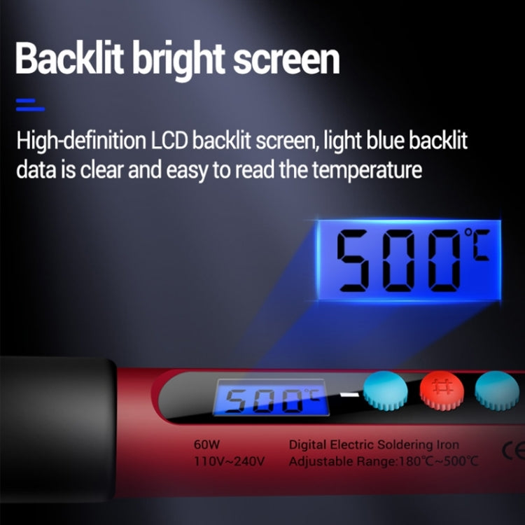 ANENG SL103 13pcs/set Intelligent Digital Display Temperature Adjustment Household Constant Temperature Soldering Iron Set 60W Internal Heat Welding Tool Kit(US Plug) - Electric Soldering Iron by buy2fix | Online Shopping UK | buy2fix