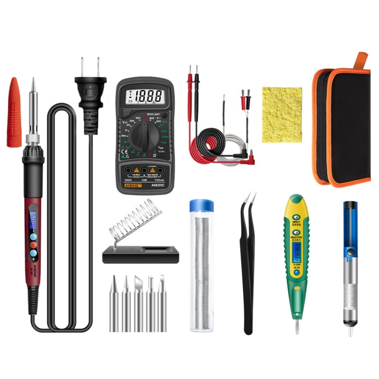 ANENG SL103 17pcs/set Intelligent Digital Display Temperature Adjustment Household Constant Temperature Soldering Iron Set 60W Internal Heat Welding Tool Kit(US Plug) - Electric Soldering Iron by ANENG | Online Shopping UK | buy2fix