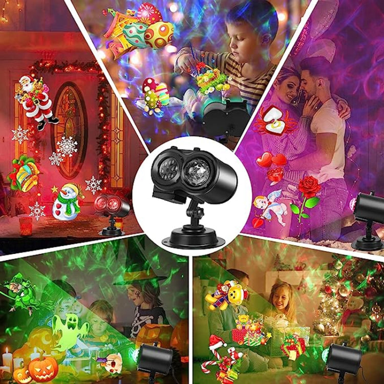 12 Cards UK Plug Color Card Pattern 9W Christmas Projection Light Remote Control Snow Light - Christmas Decoration Lamps by buy2fix | Online Shopping UK | buy2fix