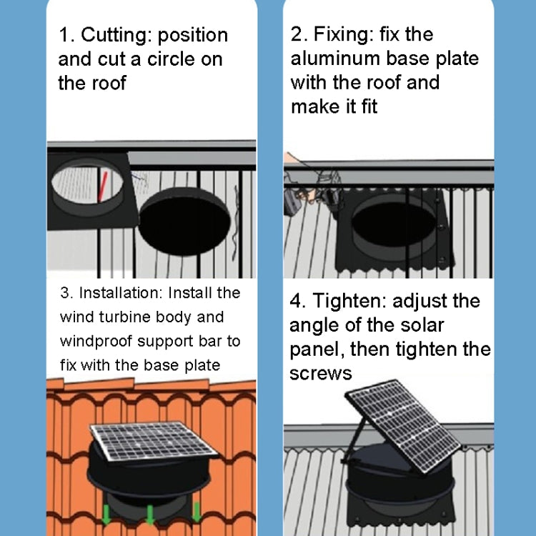 SRVF-320 Solar Roof Exhaust Fan Aluminum Alloy Exhaust Switching Fan Negative Pressure Fan by buy2fix