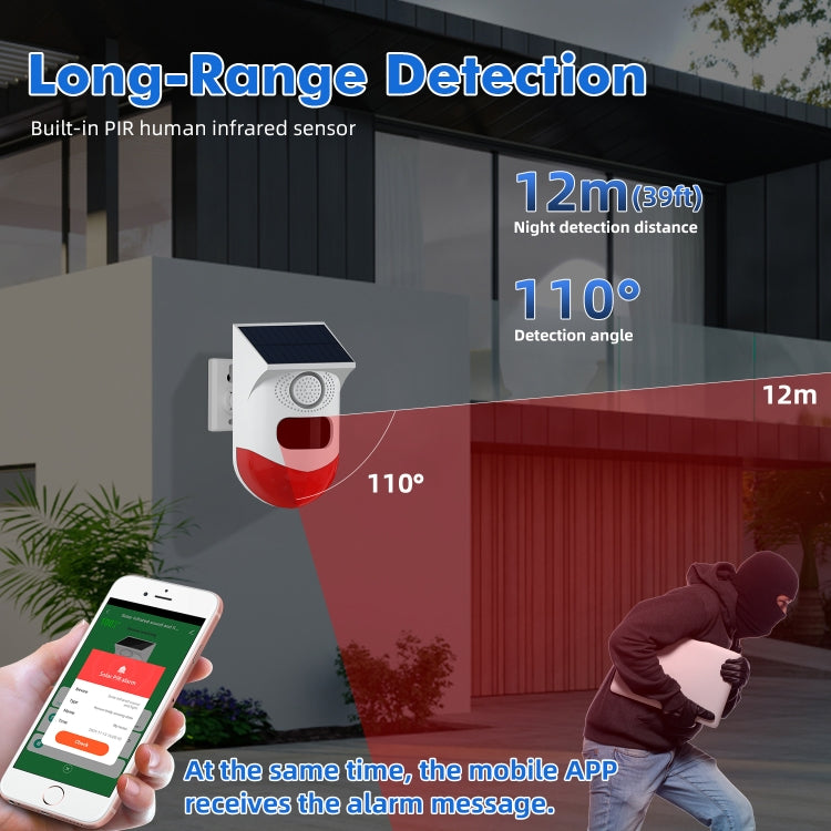 CT80R USB Upgrade Model Infrared Motion Detector Solar Outdoor PIR Wireless Strobe Siren Detector Sound Alarm by buy2fix