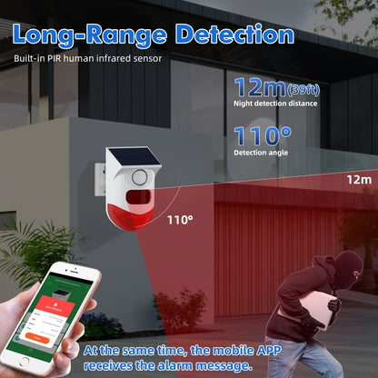 CT80R USB Upgrade Model Infrared Motion Detector Solar Outdoor PIR Wireless Strobe Siren Detector Sound Alarm by buy2fix
