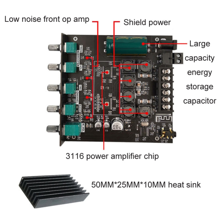 ZK-TB21 TPA3116D2 High & Low Pitch Adjustment 2.1 Channel Bluetooth Full Digital Power Amplifier Module by buy2fix