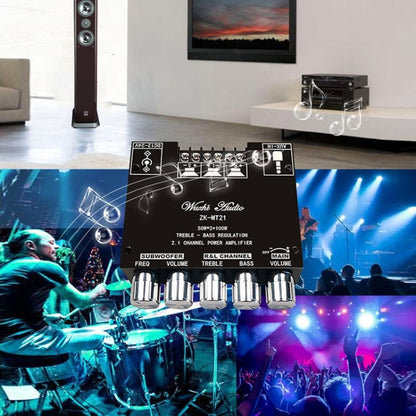 ZK-TB21 TPA3116D2 High & Low Pitch Adjustment 2.1 Channel Bluetooth Full Digital Power Amplifier Module by buy2fix