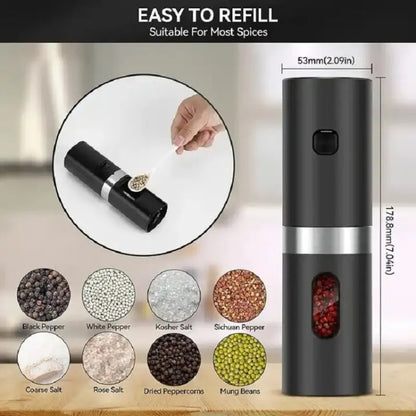Electric Automatic Salt And Pepper Grinder Set With Charging Base, Model: D2 KYMQ-7C by buy2fix