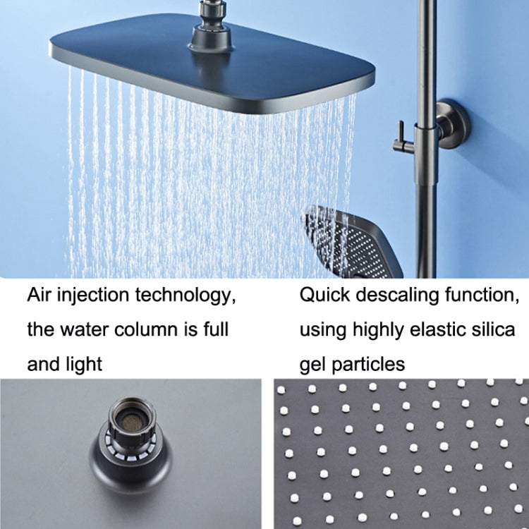 Piano Digital Display Full Copper Faucet Square Nozzle Shower Set, Color: Water Plating Gray 6103 - Shower Head by buy2fix | Online Shopping UK | buy2fix