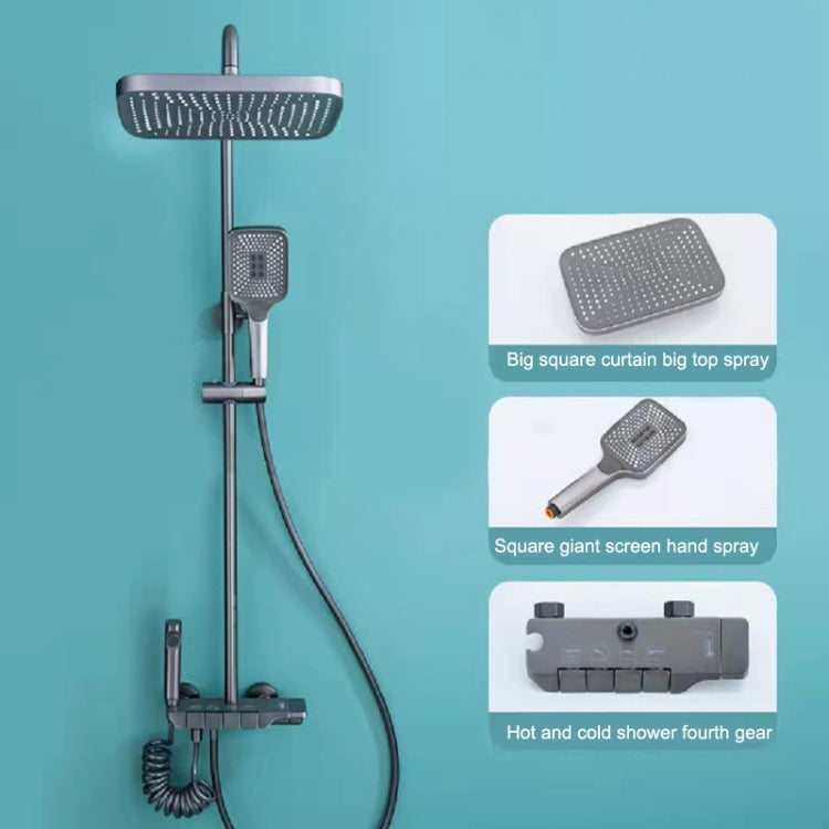 Piano Style Shower Set Full Copper Faucet Square Nozzle Shower Set, Color: Grey - Shower Head by buy2fix | Online Shopping UK | buy2fix