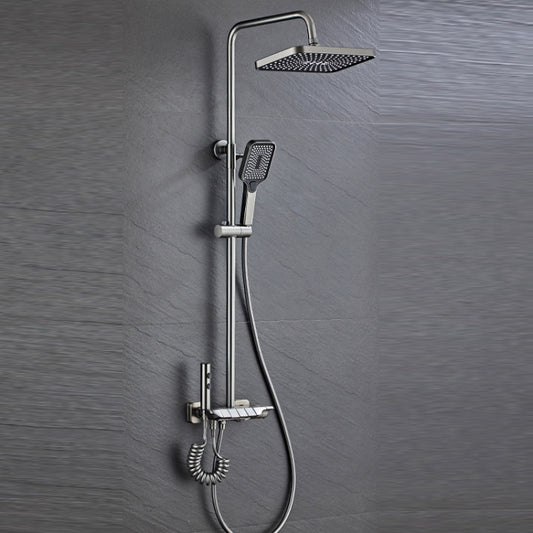 Piano Style Shower Set Full Copper Faucet Square Nozzle Shower Set, Color: Water Plating Gray - Shower Head by buy2fix | Online Shopping UK | buy2fix