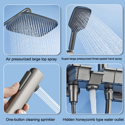 Piano Style Shower Set Full Copper Faucet Square Nozzle Shower Set, Color: Grey - Shower Head by buy2fix | Online Shopping UK | buy2fix