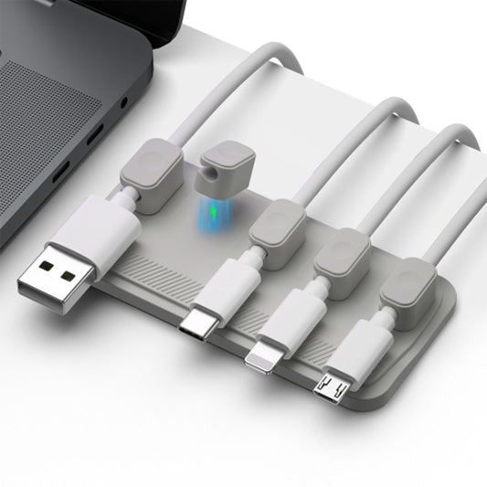 Punch Free Self-Adhesive Desktop Magnetic Data Cable Storage Fixer(Gray) by buy2fix