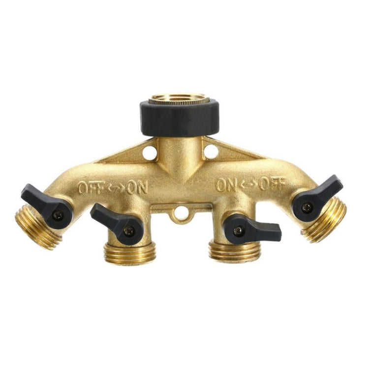 Garden Watering Agricultural Irrigation Family Car Wash Faucet Copper 4-way Ball Valve Water Divider(American Thread) - Watering & Irrigation by buy2fix | Online Shopping UK | buy2fix