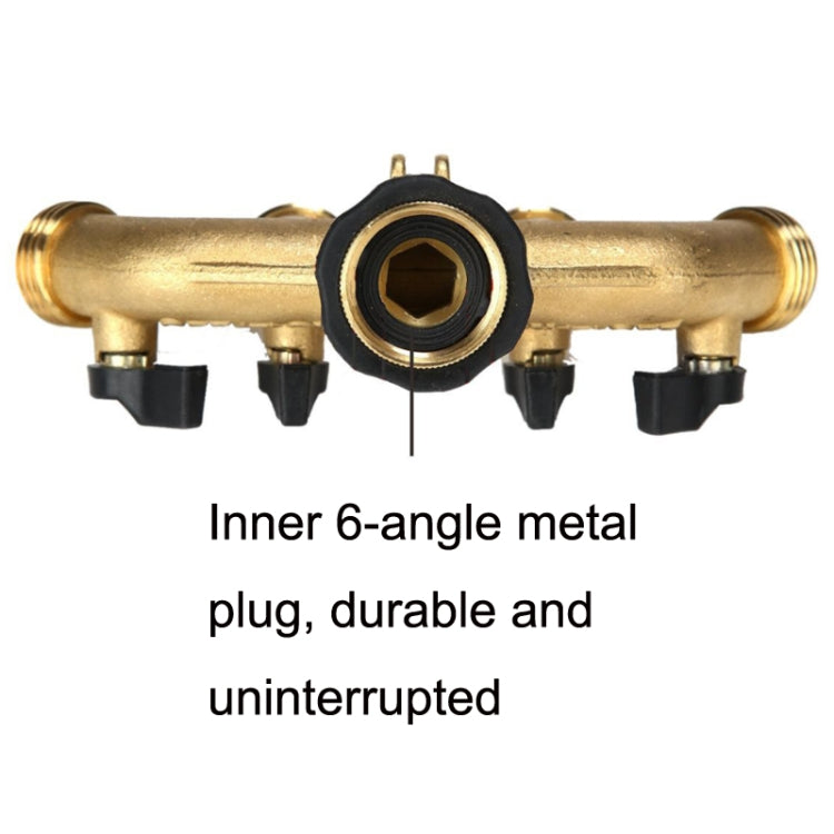 Garden Watering Agricultural Irrigation Family Car Wash Faucet Copper 4-way Ball Valve Water Divider(American Thread) - Watering & Irrigation by buy2fix | Online Shopping UK | buy2fix