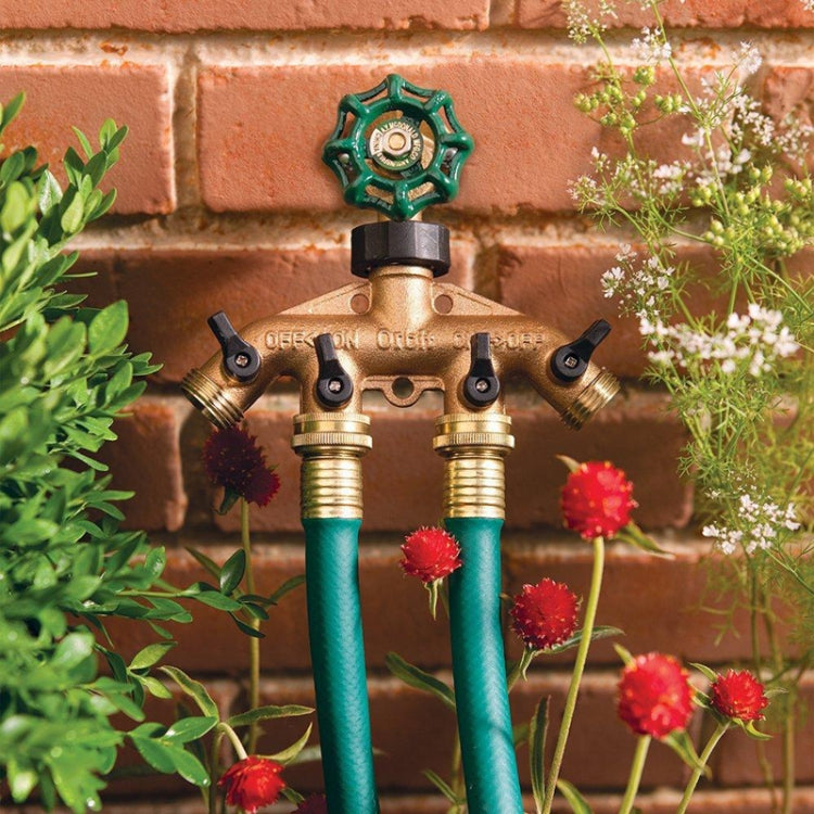 Garden Watering Agricultural Irrigation Family Car Wash Faucet Copper 4-way Ball Valve Water Divider(American Thread) - Watering & Irrigation by buy2fix | Online Shopping UK | buy2fix