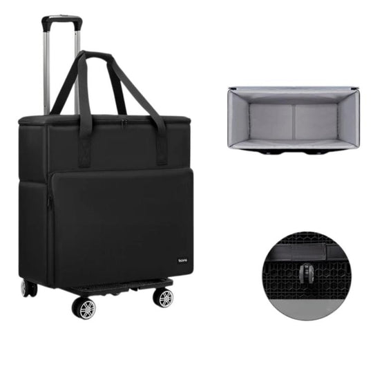 Baona Desktop Computer Host Monitor Keyboard Storage Bag, Specification: Single-layer + Trolley With Swivel Wheels