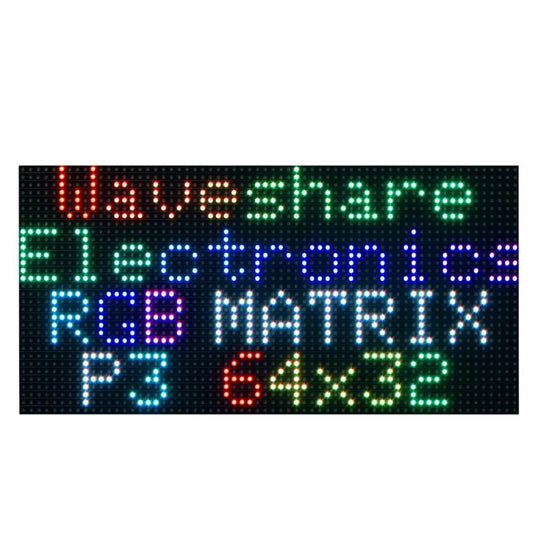 Waveshare RGB Full-color LED Matrix Panel, 3mm Pitch, 64 × 32 Pixels, Adjustable Brightness, Standard Version