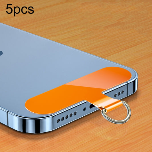 5pcs 0.6mm Mobile Phone Lanyard Clip Phone Case Anti-lost Fixed Sticker(Orange) - Lanyards & Wrist Straps by buy2fix | Online Shopping UK | buy2fix