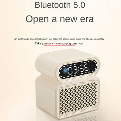 Desktop Alarm Clock Bluetooth Speaker Dual-speaker High-power Computer Audio(Light Yellow) - Desktop Speaker by buy2fix | Online Shopping UK | buy2fix