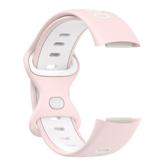 For Fitbit Charge 5 Smart Watch Sports Waterproof Two-Color Silicone Band(Pink White) by buy2fix