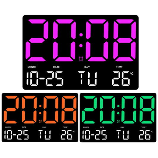 Large Display Led Digital Clock 5 Modes Brightness Adjustable Temperature Mute Electronic Clock(Western Red Double Color) by buy2fix