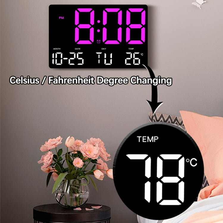 Large Display Led Digital Clock 5 Modes Brightness Adjustable Temperature Mute Electronic Clock(Red Double Color) - Alarm Clocks by buy2fix | Online Shopping UK | buy2fix