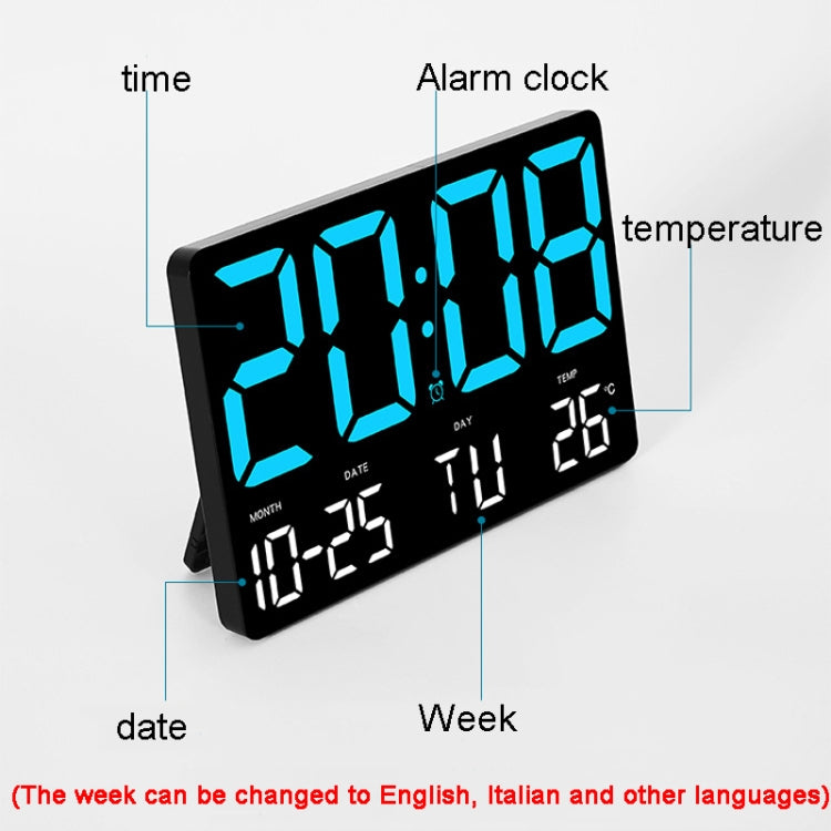 Large Display Led Digital Clock 5 Modes Brightness Adjustable Temperature Mute Electronic Clock(Red Double Color) - Alarm Clocks by buy2fix | Online Shopping UK | buy2fix