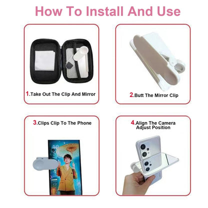 Smartphone Camera Mirror Reflection Clip Selfie Reflector Shooting Supplies, Spec: Black Kit - Others Accessories by buy2fix | Online Shopping UK | buy2fix
