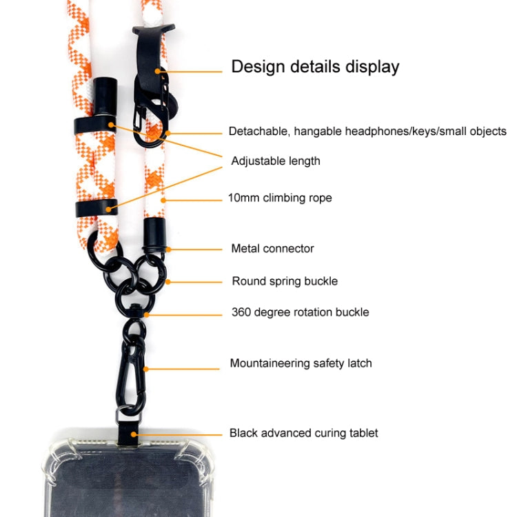 10mm Thick Rope Mobile Phone Anti-Lost Adjustable Lanyard Spacer(Black White Fine Lines) - Lanyards & Wrist Straps by buy2fix | Online Shopping UK | buy2fix