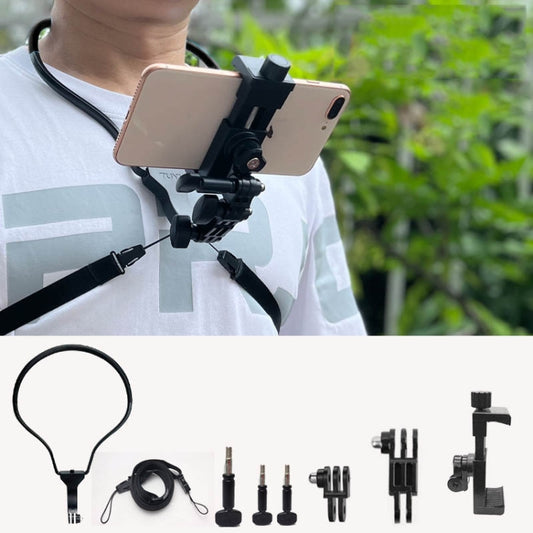 TUYU Camera Neck Holder Mobile Phone Chest Strap Mount For Video Shooting//POV, Spec: With Phone Clip (Black) by buy2fix