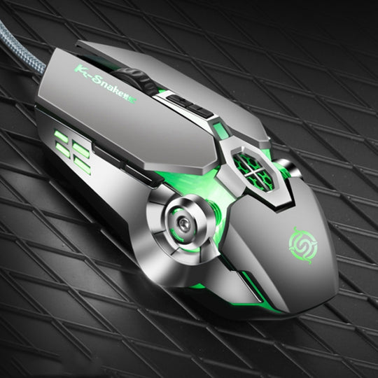 K-Snake Q7 Game Wired 7 Color Illuminated USB 4000 DPI Mechanical Mouse(Silver Gray)
