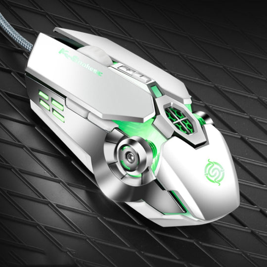 K-Snake Q7 Game Wired 7 Color Illuminated USB 4000 DPI Mechanical Mouse(White)