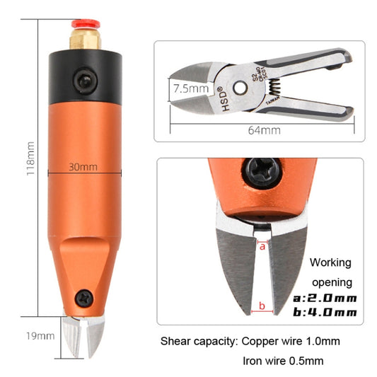 HSD HS-5M+S2 Cut Metal Set 2 In 1 Pneumatic Snip Plier Cutting Metal Plastic Model Scissor Tool by HSD