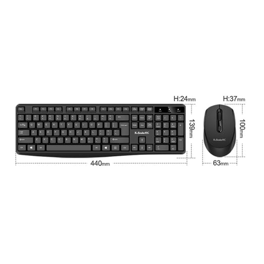 K-Snake WK800 Wireless 2.4G Keyboard Mouse Set Tabletop Computer Notebook Business Office House Use, Color: Black by K-Snake