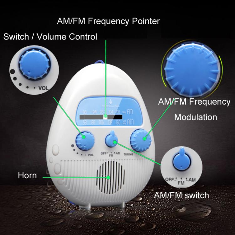 Portable Waterproof FM Radio With Hanging Rope For Bathroom(White) - Radio Player by buy2fix | Online Shopping UK | buy2fix