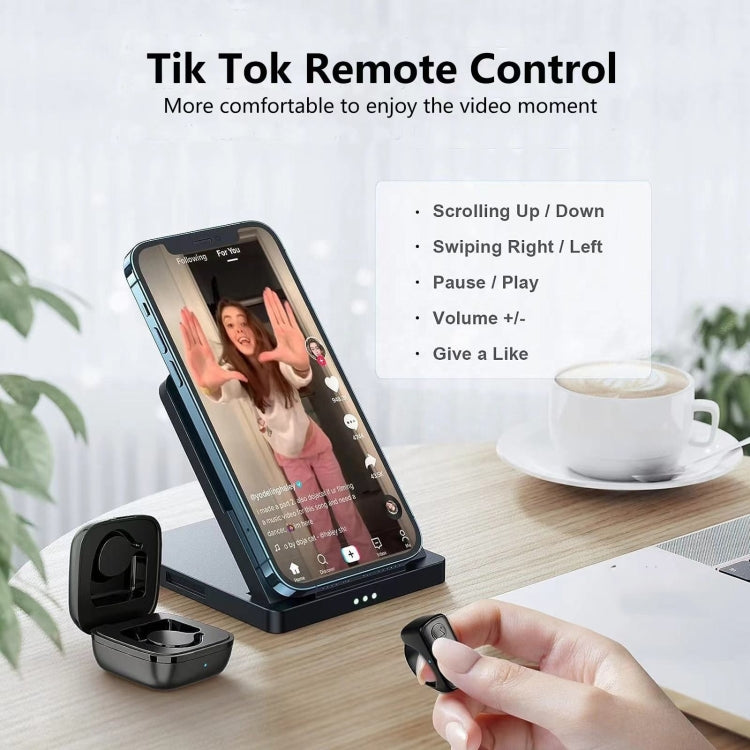 Mobile Phone Bluetooth Fingertip Remote Control Ring With Charging Compartment(Cherry Pink) - Phone Remote Control by buy2fix | Online Shopping UK | buy2fix