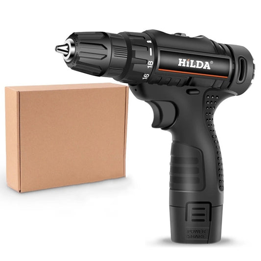 HILDA Home Power Drill 12V Li-Ion Drill With Charger And Battery, US Plug, Model: Carton Packing - Drill & Drill Bits by HILDA | Online Shopping UK | buy2fix