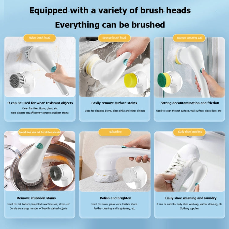 5-in-1 Replace Brush Head Electric Handheld Scrubber Heads Home Washing Tools by buy2fix