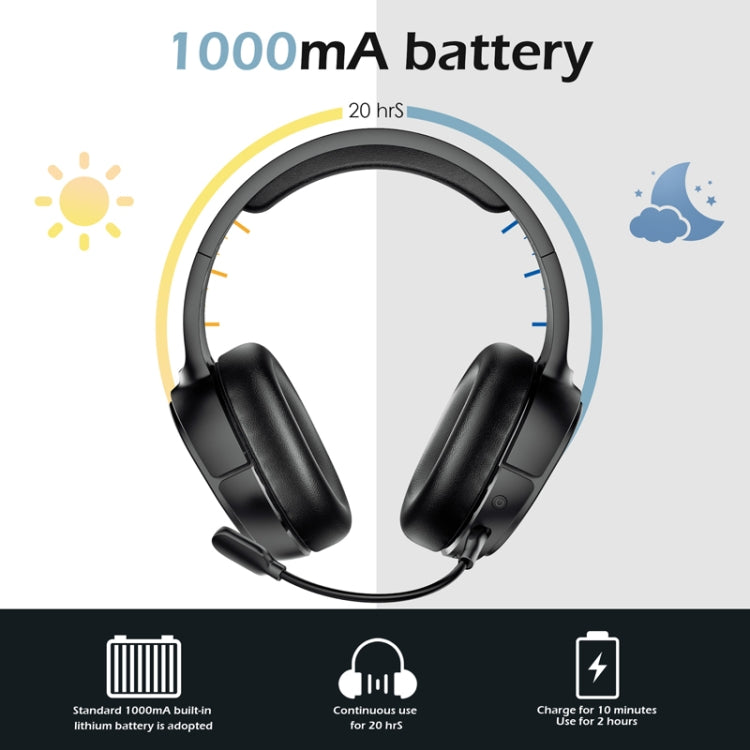 EasySMX V10W Bluetooth 2.4G With Wheat Head Wearing Wireless Game Headset(Black) - Headset & Headphone by EasySMX | Online Shopping UK | buy2fix