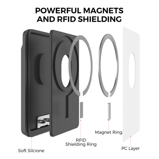 For IPhone 15 AhaStyle PT133-H Phone Magnetic Card Holder Stand Organizer Card Case(Black) - Adhesive Card Holders by AhaStyle | Online Shopping UK | buy2fix