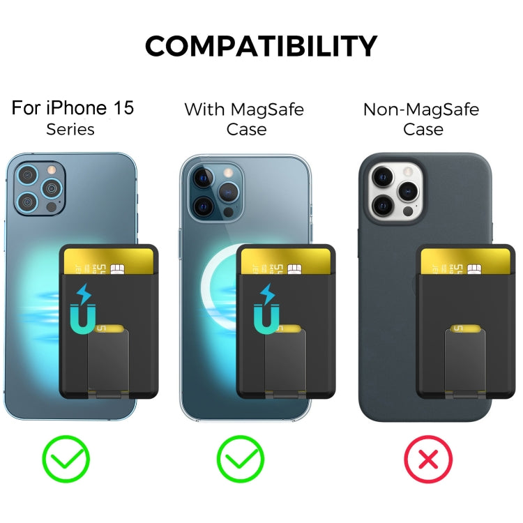 For IPhone 15 AhaStyle PT133-H Phone Magnetic Card Holder Stand Organizer Card Case(Dark Blue) - Adhesive Card Holders by AhaStyle | Online Shopping UK | buy2fix